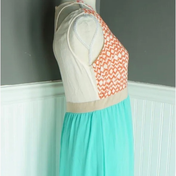 Flying Tomato chevron teal and coral maxi dress size M - Picture 4 of 9